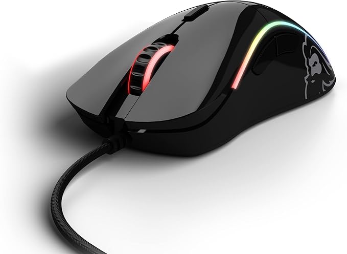 GLORIOUS Gaming - Superlight Wired PC Gaming Mouse with Honeycomb Shell, 6 Programmable Buttons, RGB Lighting & PTFE Skates - Model D, Glossy Black