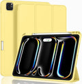 ZryXal iPad Pro 11 Inch Case (M5) 2025/ (M4) 2024 (Model: A2836/A2837/A3006), Trifold Stand Smart Cover with Pencil Holder and Soft TPU Back, Auto Wake/Sleep (Yellow)