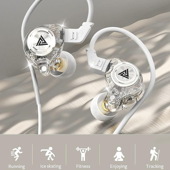 Wired Gaming Earbuds 2 Pack, Ak3file in Ear Monitors, Deep Bass Sound Wired Earbuds, HiFi in Ear Headphones with 1DD 10mm Dynamic Driver, IEM for Music Gaming Video Calling (Black+White)