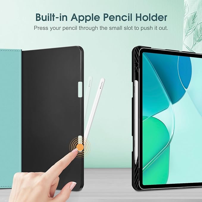 Fintie Folio Case for iPad Air 13-inch M4/M3/M2 (2026/2025/2024), Multi-Angle Viewing Protective Stand Cover with Pencil Holder & Pocket, Auto Sleep/Wake, Shades of Blue