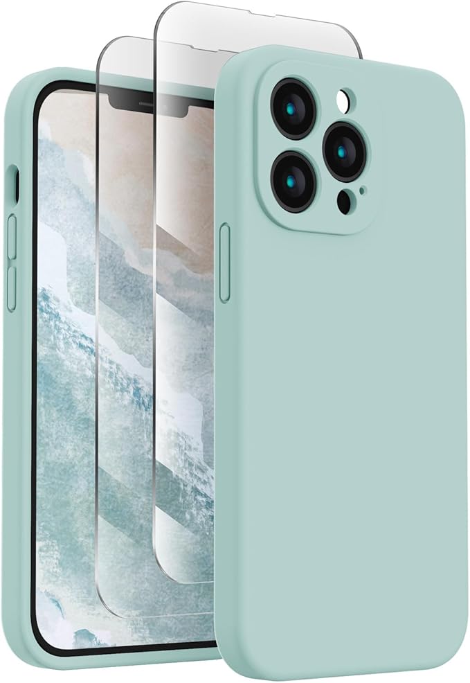 FireNova Designed for iPhone 13 Pro Max Case, Silicone [Camera Protection] Phone Case, Soft Anti-Scratch Microfiber Lining Inside, 6.7 inch, Mint Green