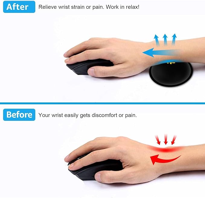 Large Gaming Mouse Pad, Extended Waterproof Desk Pad Protector (31.5" x 11.8") Ergonomics Memory Foam Mouse Wrist Rest Support, for Home Office Laptop, Sunflowers and Butterflies Black Mouse Mat