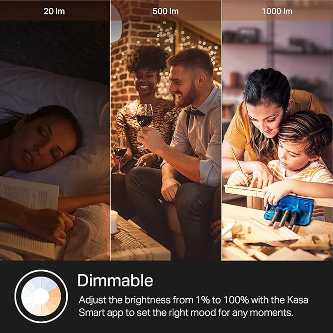 Kasa Smart Bulb,1000 Lumens Full Color Changing Dimmable Smart WiFi Light Bulb Compatible with Alexa and Google Home,11W,A19,2.4Ghz only,No Hub Required (KL135P2),White,(Pack of 4)