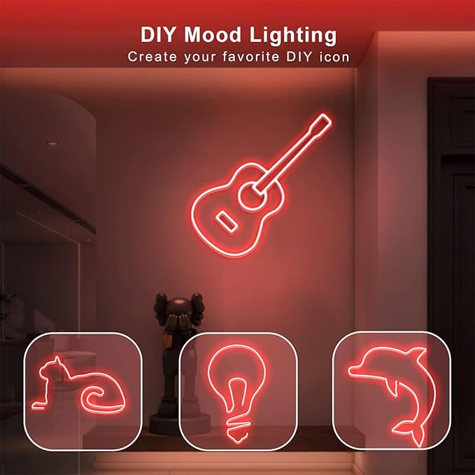 3.28FT RGB Neon Light Strip, 5V USB Led Strip Lights with Touch Controller, Flexible Neon Rope Lights for Bedroom, Party, Home Decor