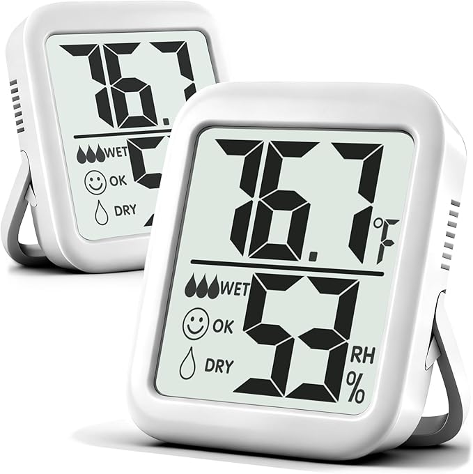 Antonki 2 Pack Room Thermometer for Home, Hygrometer Indoor Humidity Meter Gauge, Digital Temperature and Humidity Monitor Sensor for House, Terrarium, Incubator, Greenhouse - Battery Included