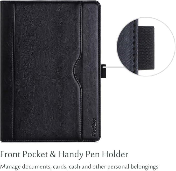 ProCase for iPad 9.7 Inch iPad 6th/5th Generation Case 2018 2017/iPad Air 2/Air 1 Case, Premium Leather Folio Corner Protection Multi-Angle Viewing Stand Cover with Front Pocket Pen Loop -Black