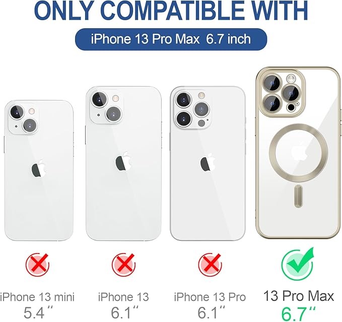 Hython Magnetic Clear for iPhone 13 Pro Max Case with Camera Lens Protector [Compatible with MagSafe] Plating Edge Slim Soft TPU Cover Protective Phone Case for iPhone 13 Pro Max 6.7", Matte Gray