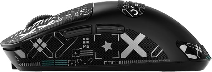 Mouse Anti Slip Grip Tape, Pre-Cut Universal Griptape for Superlight Wireless Gaming Mouse Skins, Sweat Resistant, Elastics Refined Side Grips, Easy to Apply, Ultra-thin 0.5mm (0.02in) - Black