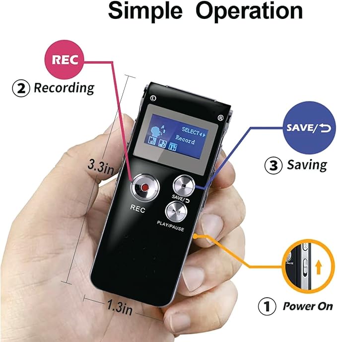 16GB Digital Voice Recorder Voice Activated Recorder with Playback 1536KBPS Upgraded Portable Tape Recorder for Lectures Meetings Interviews, Audio Recorder Dictaphone MP3 USB Password