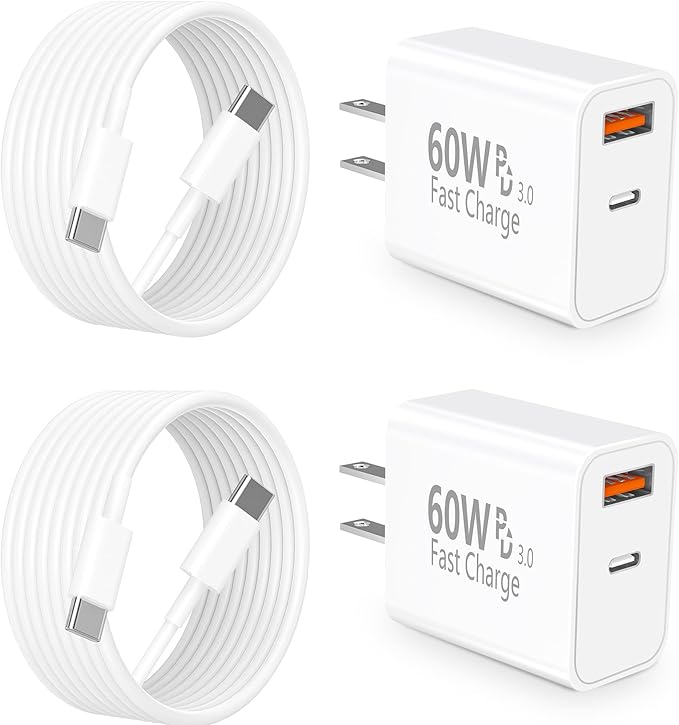 [Apple MFi Certified] iPhone 17 16 Charger Fast Charging, Stuffcool 4Pack 60W Dynamic Power Adapter Dual Port USB C Charger PD&QC Type C Wall Charger + 6FT Type C Cable for iPhone 17/17 Pro/16/15/iPad