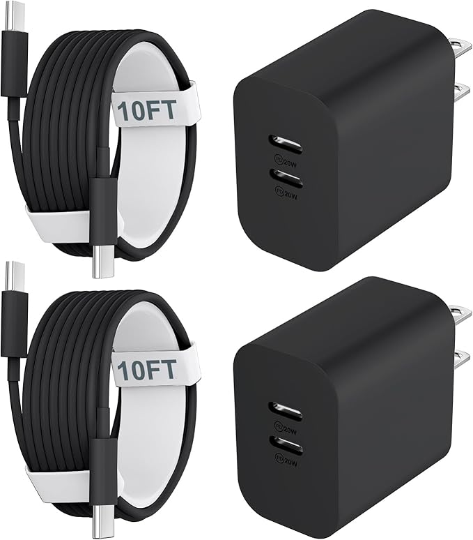 Fast Charger for 15 16 17 Pro Max, 10FT Long USB C to C Charging Cable Cord & 20W Dual Port USB C Fast Charger Block for Phone 17 16 15 Pro Max/17 16 15/15 Plus,Pad Pro 12.9"/11", Android Phone