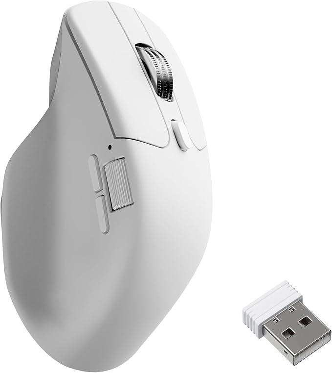 Keychron M6 Wireless All Silent Gaming Optical Mouse, 8000Hz Tri-Mode 2.4 GHz/Bluetooth 5.3/Wired, PixArt 3950 Sensor, 30000 DPI, Magnetic Metal Scroll Wheel for Windows PC/Mac - White