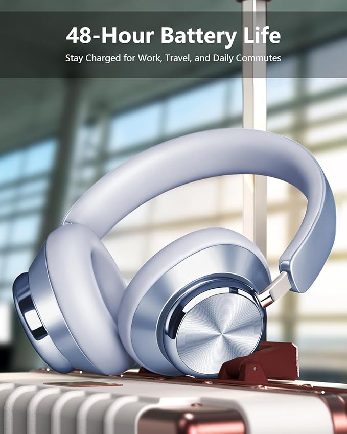 Wentronic Y03 Bluetooth Headphones Wireless Active Noise Cancelling Over Ear Headphones 48 Hours Playtime High Sound Quality 6 EQ Music Mode Headphones with Soft Ear Cushion - Blue