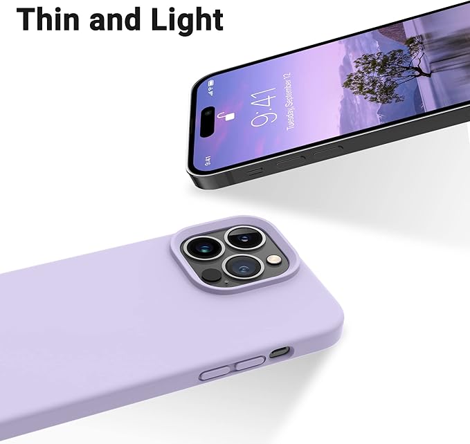 OTOFLY Designed for iPhone 14 Pro Case, Silicone Shockproof Slim Thin Phone Case for iPhone 14 Pro 6.1 inch (Cloud Mauve)