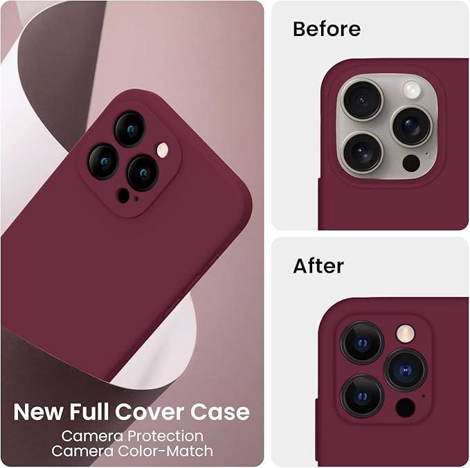 FireNova Designed for iPhone 16 Pro Max Case, Silicone Upgraded [Camera Protection] Phone Case, Soft Anti-Scratch Microfiber Lining Inside, 2024, Plum