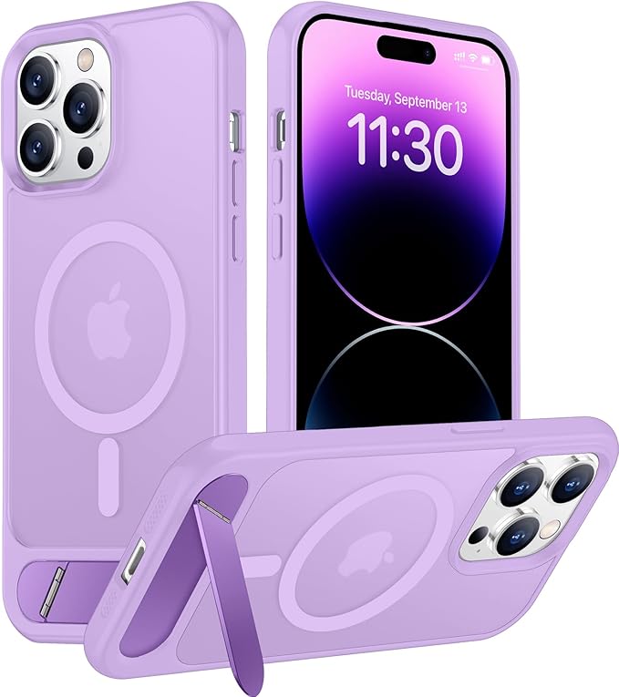 Magnetic Compatible with iPhone 14 Pro Max Case, [Built-in Invisible Kickstand][Compatible with MagSafe] [Military Grade Shockproof] Slim Translucent Matte Phone Case for iPhone 14 Pro Max 6.7"