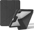 Case for iPad Pro 11 inch (4th/3rd/2nd Generation) 2022/2021/2020 with Clear Back, Multi-Angle Stand, Soft Silicone & Shockproof Tablet Protective Case (Black)