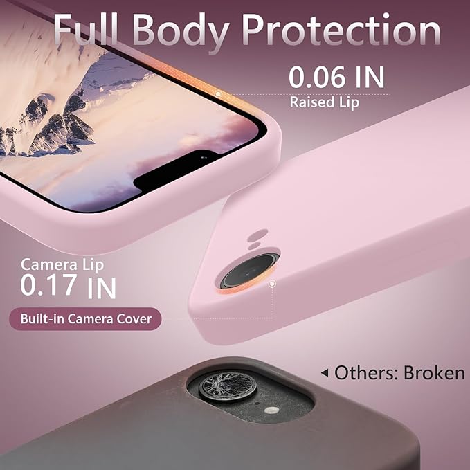 FireNova Magnetic for iPhone 17e Case/iPhone 16e Case, Compatible with MagSafe, [Silicone Camera Protection] Microfiber Lining Phone Case, 6.1", Chalk Pink