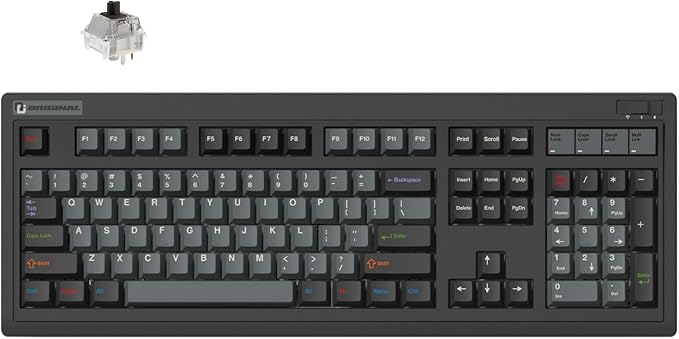 FL·ESPORTS OG104 Tri-Mode Retro Mechanical Keyboard, Full-Size Gasket Mount Gaming Keyboard, Hot Swappable, PBT Keycaps, 4000mAh for Mac/PC - Silent Switches | Black