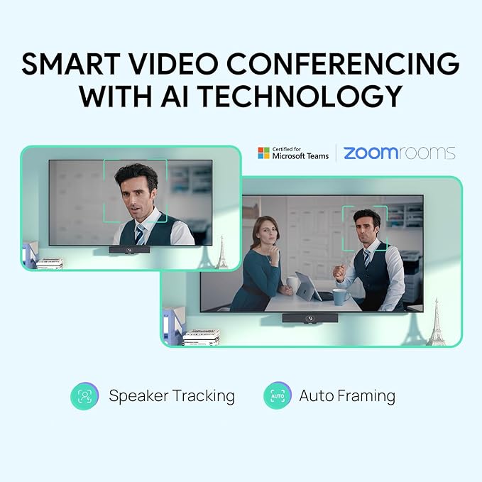 Yealink MeetingBar A10 4K Conference Room Webcam with 120 Wide Angle Camera, Android OS, Video Conferencing System with Microphone and Speaker, AI Speaker Tracking, Auto Framing, Teams Zoom Certified