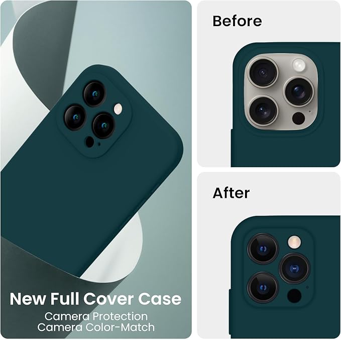FireNova Designed for iPhone 15 Pro Case, Silicone Upgraded [Camera Protection] Phone Case, Soft Anti-Scratch Microfiber Lining Inside, 6.1 inch, Teal