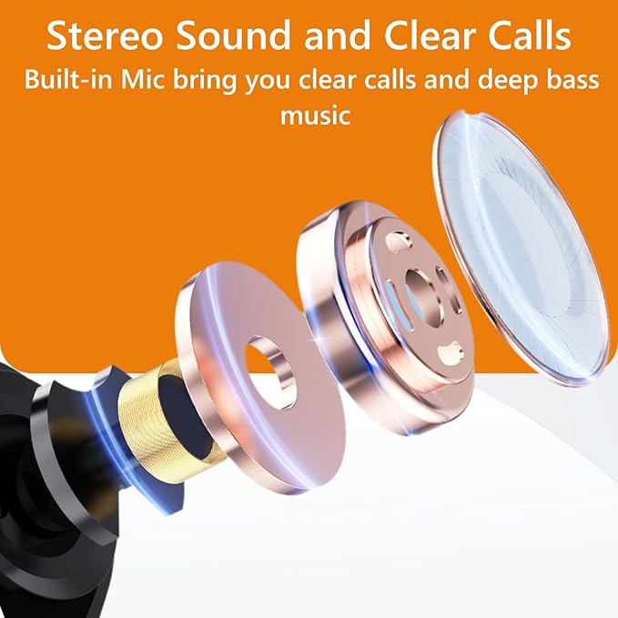 Bluetooth Earbuds Wireless Ear buds Wireless Charging Case Waterproof Headphones Built in Microphone Stereo Bass 64H Playback LED Power Display for iPhone Android Phones Computer Sports Gaming Workout