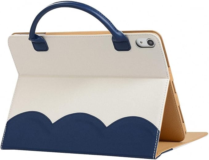 Handbag Case for iPad A16 11" 11th/10th Generation (2025/2022), Techcircle Cute Bowknot Pocket [Magnetic Closure] Wallet Folio Stand Double Handle PU Leather Carrying Case, Auto Sleep/Wake, Blue