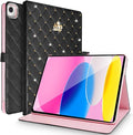 Changjia for iPad Air (3rd Gen) 10.5" 2019/iPad Pro 10.5" 2017 Case,Cute Crown Bling Rhinestone PU Leather Elegant Smart Auto Sleep/Wake Stand Shockproof Protective Case for Apple iPad 10.5 inch,Black