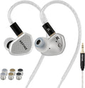 Klean SV in Ear Monitor, 10mm Full-DLC Diaphragm Dynamic Driver IEM, 3 Interchangeable Tuning Nozzles, HiFi Wired Earbuds, Detachable Cable for Audiophile, Musician & Gaming (Silver, 3.5mm)