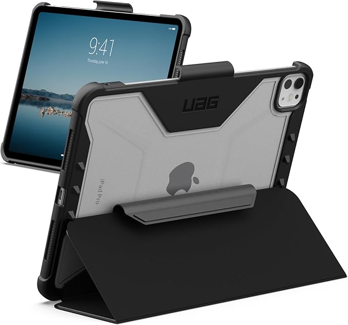 URBAN ARMOR GEAR UAG Designed for iPad Pro 11" Case M5 2025 6th Gen, M4 2024 5th Gen A3357 A3358 A3359, Rugged Transparent Clear Folio Cover w/Pencil Holder & Multiple Angle Stand, Plyo Black/Ice