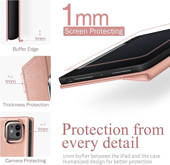 Antbox for iPad Pro 13 Inch Case M5 2025/M4 2024, Built-in Pencil Holder, Supports Pencil Pro/(USB-C), Auto Sleep/Wake Function PU Leather (Pink)