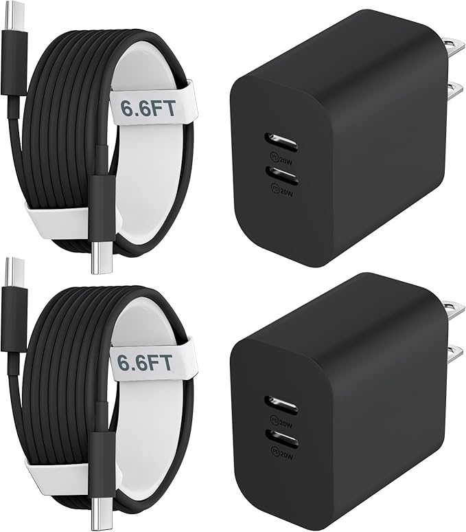 Phone 15/16/17 Pro Max Charger Fast Charging, 20W Dual Port USB C Charger Block with 6.6FT Long USB C to C Charging Cable Cord for Phone 17 16 15 Pro Max/17 16 15Pro/15/1615Plus,Air