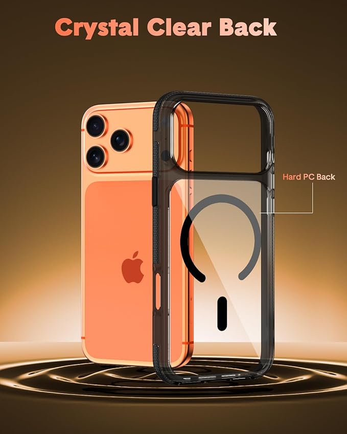 3-in-1 for iPhone 17 Pro Case with Screen Protector & Camera Cover, N52 Magnetic Phone Case Compatible with MagSafe, Non-Slip Matte Smoky Black Bumper with Clear Back, Anti-Scratch Protective Kit