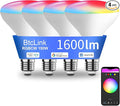 Smart Light Bulbs, 1600 Lumens Dimmable BR30 Bulbs, RGBWW Color Light Bulb, Flood Light Bulbs Compatible with Alexa, Google Assistant, WiFi & Bluetooth LED Bulbs, Music Sync,16W 4 Pack