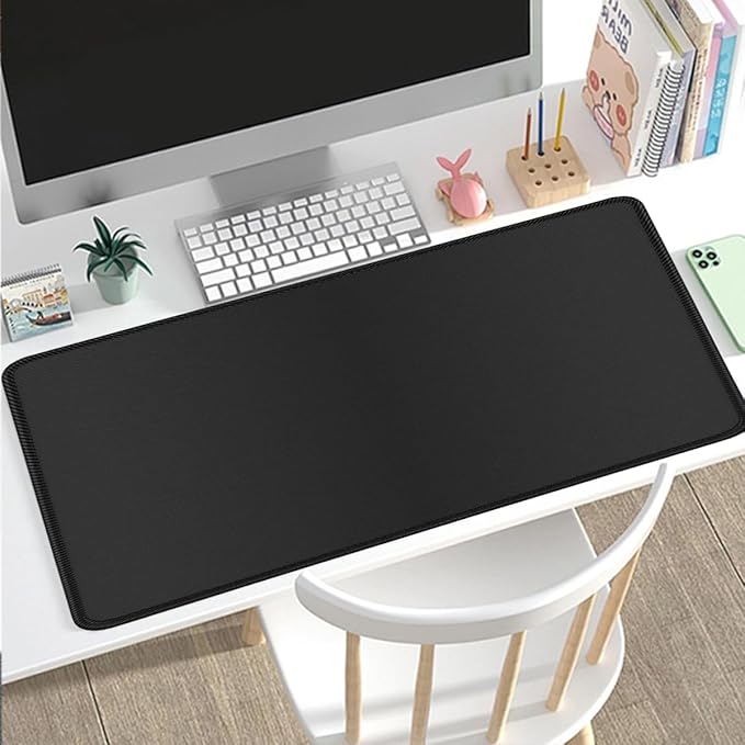 Rcege Large Mouse Pad for Desk - Gaming Mouse Pad with Stitched Edges, Anti-Slip Base for Keyboard and Mouse(Black, 31.5L x 15.8W inches)