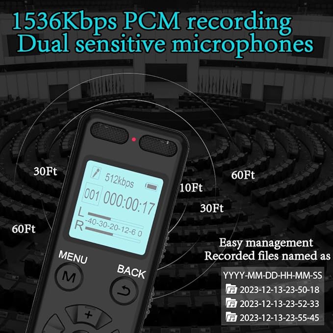 136GB Digital Voice Recorder Voice Activated Recorder for Lectures Meetings - aiworth 9860 Hours Sound Audio Recorder Dictaphone Recording Device with Playback,MP3 Player,Password,Variable Speed.