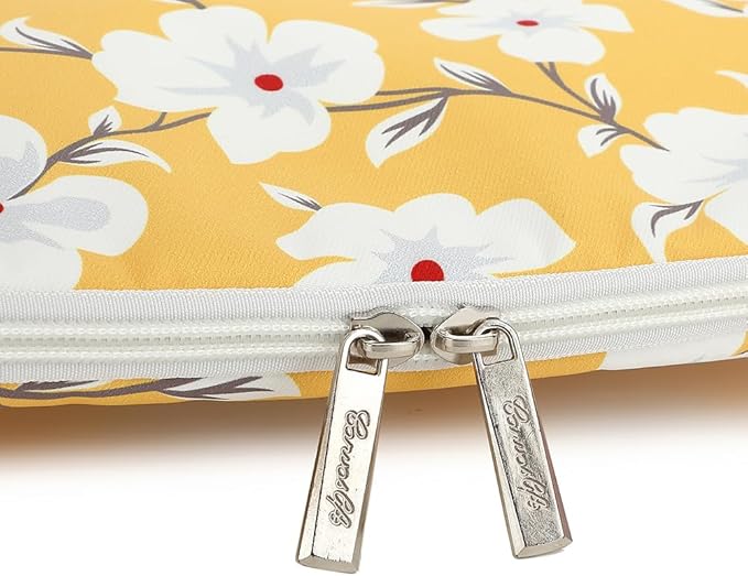 Canvaslife Yellow Flower Pattern Laptop Sleeve 14 inch Laptop Case Bag with Front Pocket - Waterproof Shockproof