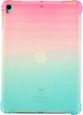 for Apple iPad 9th/8th/7th Generation Case 10.2 inch (2021/2020/2019),Slim Lightweight Translucent Clear Soft TPU Back Shockproof Cover Silicone Corner Protective Tablet Shell, Pink & Green