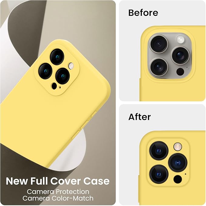 FireNova Designed for iPhone 16 Pro Case, Silicone Upgraded [Camera Protection] Phone Case, Soft Anti-Scratch Microfiber Lining Inside, 2024, Yellow