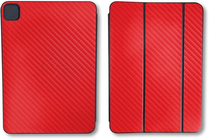Carbon Fiber Skin Compatible with Apple Smart Folio for iPad Pro 11-inch (M4/M5) 2025 - Solid Red - Premium 3M Vinyl Protective Wrap Decal Cover | Crafted in The USA by MightySkins