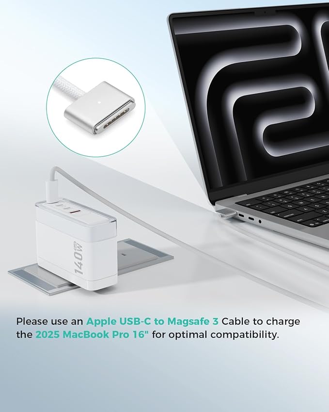 SparkleCore 140W USB C Charger,4-Port 100W Fast Charging Block PD3.1 GaN Cruise Essentials 2026 Travel for Apple MacBook,Laptop,iPhone 17/16 Series,iPad Pro,Samsung,Anker Laptop Power Bank,6.6ft Cable