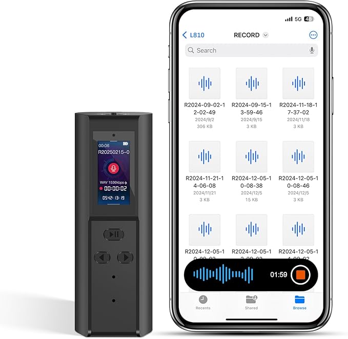 128GB Voice Activated Recorder with Playback: Magnetic Audio Recorder with AI Noise Cancellation, 220 Hours Continuous Recording, Recording Device for Lectures Meetings Interviews Classroom