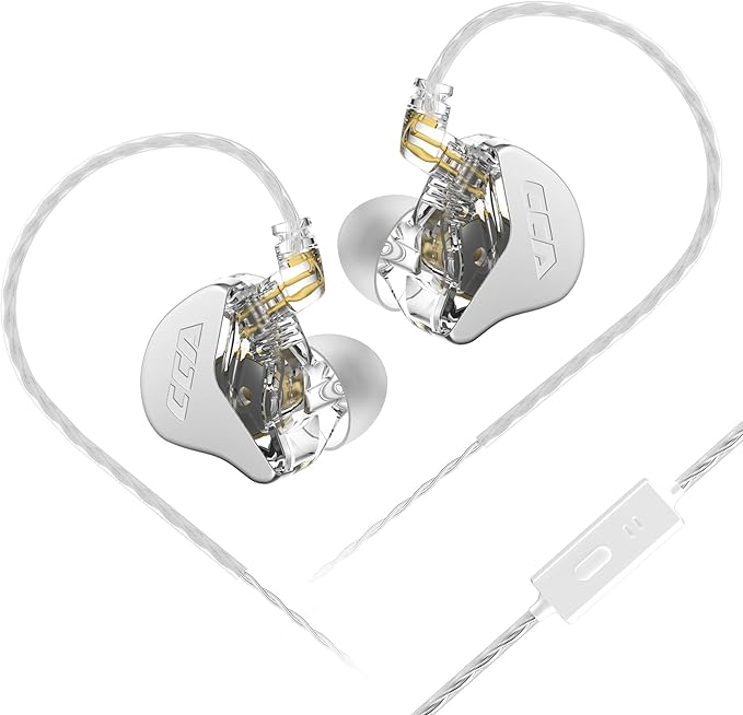 CCA CRA in Ear Monitor, Ultra-Thin Diaphragm Dynamic Driver IEM Earphones, Clear Sound & Deep Bass in Ear Headphones, Wired Gaming Earbuds with 2 Pin Detachable Cable for Singer Musicians Drummers
