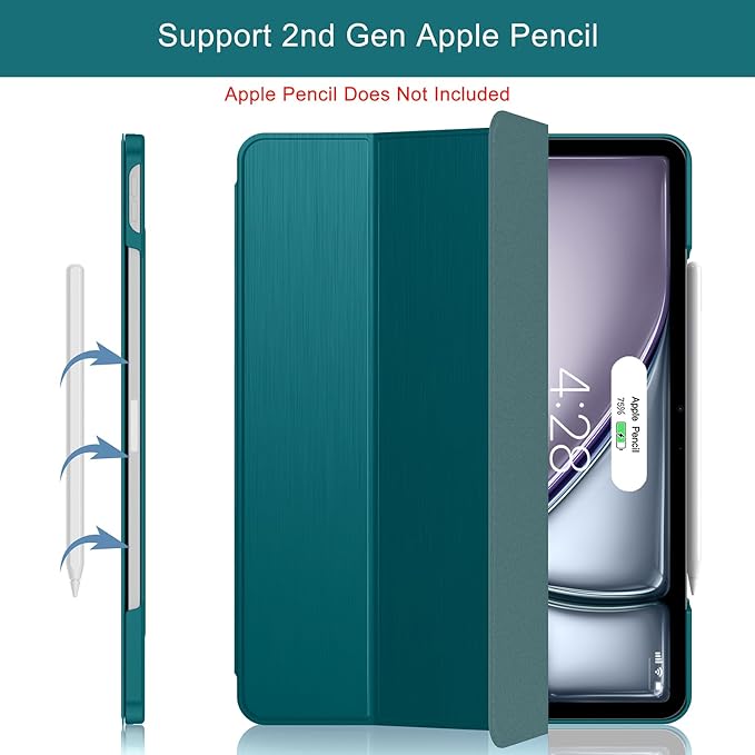 Soke Case for iPad Air 13 Inch (M3/M2) 2025/2024,iPad Pro 12.9 2022 2021(6th 5th Generation) - [Slim Trifold Stand + Auto Wake/Sleep],Protective Hard PC Back Cover (Teal)