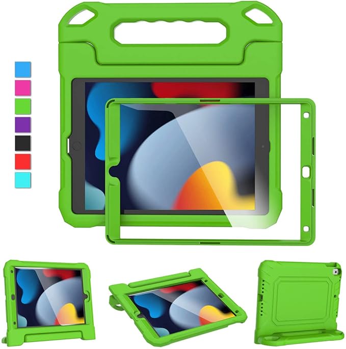 Kids Case for iPad 9th/8th/7th Generation 10.2 Inch 2021/2020/2019, Case for iPad Air 3rd Gen/Pro 10.5 Inch, Durable Shockproof Cover with Screen Protector for iPad 10.2 & 10.5, Green