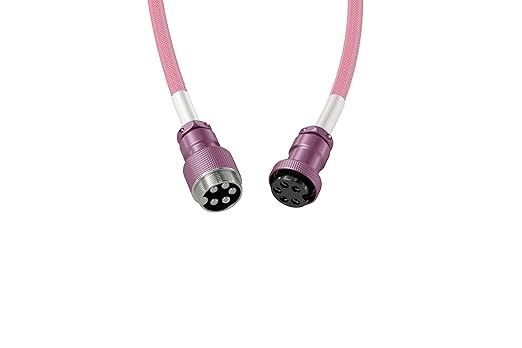 GLORIOUS Coiled Keyboard Cable – Coiled USB C Cable Artisan Braided Cables for Mechanical Gaming Keyboard Coiled Cable - Custom Keyboard Cable (Pixel Pink)