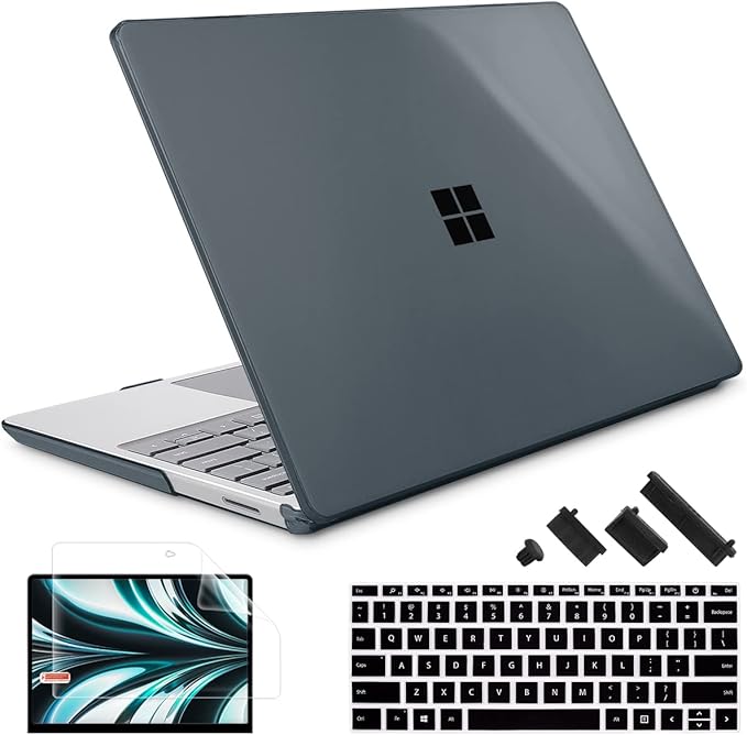 Case for 13.5" Microsoft Surface Laptop 5/4/3 with Metal Palm Rest ONLY 2019-2022 Release Models:1868/1951, Plastic Hard Shell Case with Keyboard Cover & Screen Protector, Crystal Black