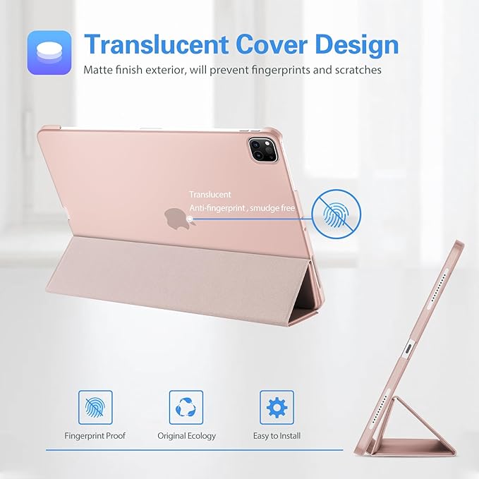 ProCase Smart Case for iPad Pro 12.9 2022/2021/2020/2018, Slim Stand Hard Back Shell Smart Cover for iPad Pro 12.9" 6th Gen/5th Gen/4th Gen/3rd Gen -Pink