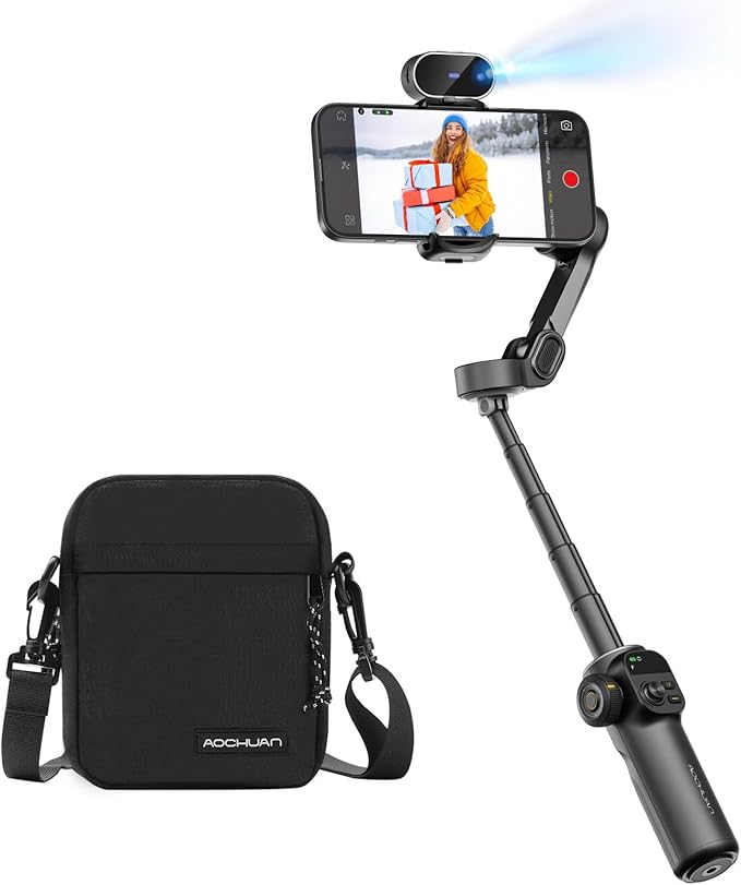 AOCHUAN 3-Axis Gimbal Stabilizer for Smartphone Smart X2 Black Kit & B10 Storage Bag
