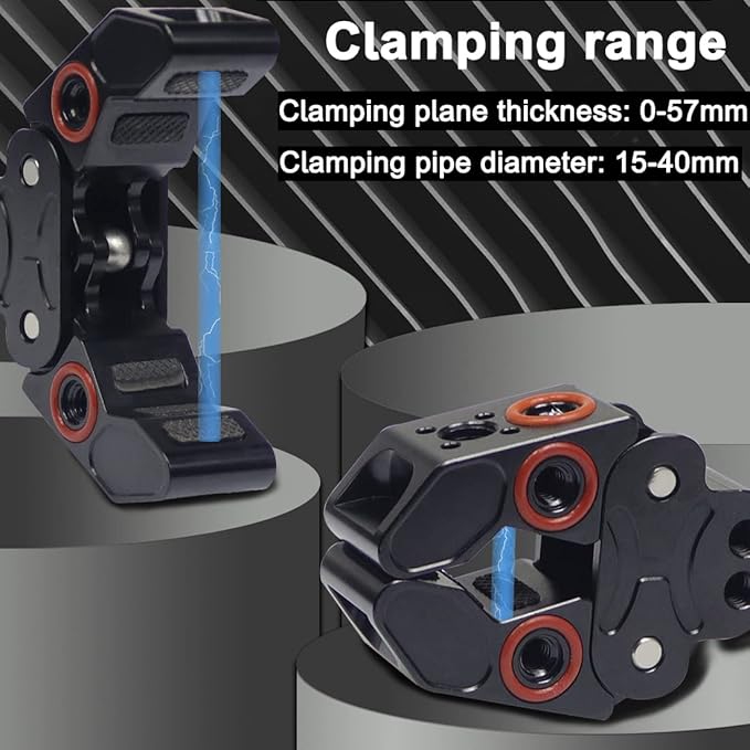 Super Clamp, Camera Clamp Mount with Locating Pin for ARRI Standard, 1/4"-20 & 3/8"-16 Thread Versatile Strong C Clamp Accessories Compatible with Gopro/Monitor/LED Lights/Flash/Microphone